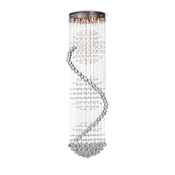 Baxton Studio Cellini Modern and Contemporary Chrome Metal and Crystal Long Spiral Pendant Light Chandelier